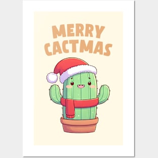 Merry Cactmas Christmas Cactus Posters and Art